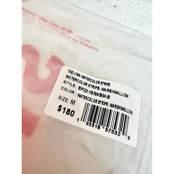 NWT Solid & Striped The Lynn Open Back One Piece Watercolour Stipe Marshmallow M - Picture 3 of 7